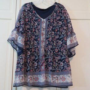 Navy floral tunic - 2X